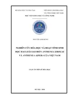 Luận án Nghiên cứu hóa học và hoạt tính sinh học hai loài sao biển anthenea sibogae và anthenea aspera của Việt Nam