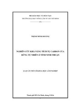 Luận án Nghiên cứu khả năng tích tụ carbon của rừng tự nhiên ở tỉnh Ninh Thuận