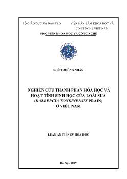 Luận án Nghiên cứu thành phần hóa học và hoạt tính sinh học của loài sưa (dalbergia tonkinensis prain) ở Việt Nam
