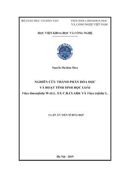Luận án Nghiên cứu thành phần hóa học và hoạt tính sinh học loài vitex limonifolia wall. ex c.b.clark và vitex trifolia l