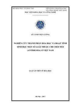 Luận án Nghiên cứu thành phần hóa học và hoạt tính sinh học một số loài thuộc chi chòi mòi (antidesma) ở Việt Nam