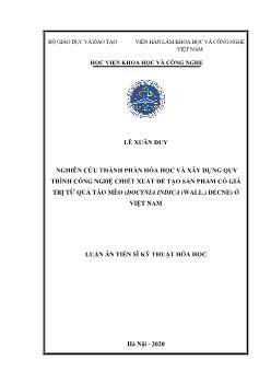 Luận án Nghiên cứu thành phần hóa học và xây dựng quy trình công nghệ chiết xuất để tạo sản phẩm có giá trị từ quả táo mèo (docynia indica (wall.) decne) ở Việt Nam