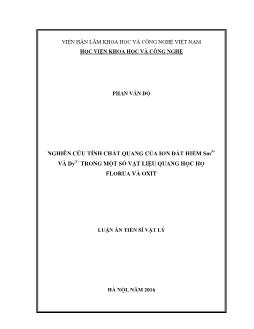 Luận án Nghiên cứu tính chất quang của ion đất hiếm Sm3+ và Dy3+ trong một số vật liệu quang học họ florua và oxit