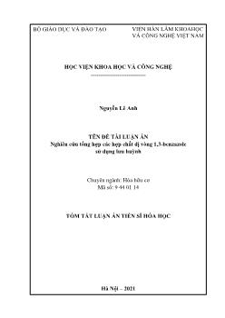 Luận án Nghiên cứu tổng hợp các hợp chất dị vòng 1,3 - Benzazole sử dụng lưu huỳnh