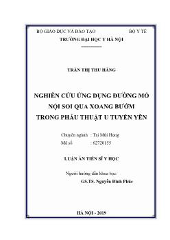 Luận án Nghiên cứu ứng dụng đường mổ nội soi qua xoang bướm trong phẫu thuật u tuyến yên