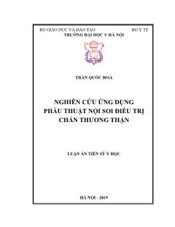 Luận án Nghiên cứu ứng dụng phẫu thuật nội soi điều trị chấn thương thận