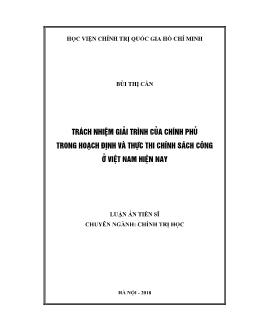 Luận án Trách nhiệm giải trình của chính phủ trong hoạch định và thực thi chính sách công ở Việt Nam hiện nay