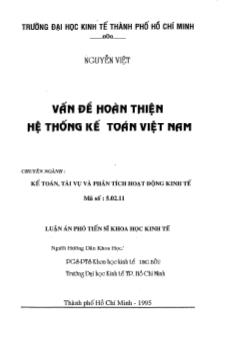 Luận án Vấn đề hoàn thiện hệ thống kế toán Việt Nam