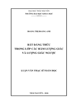 Luận văn Bất đẳng thức trong lớp các hàm lượng giác và lượng giác ngược