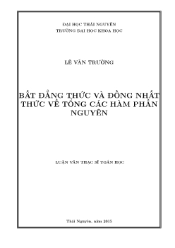 Luận văn Bất đẳng thức và đồng nhất thức về tổng các hàm phần nguyên