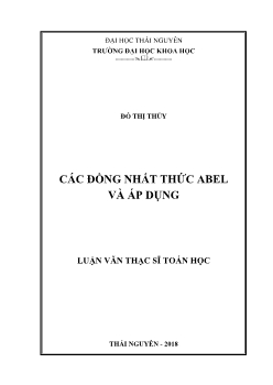 Luận văn Các đồng nhất thức abel và áp dụng