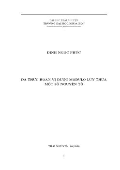 Luận văn Đa thức hoán vị được modulo lũy thừa một số nguyên t¨ố