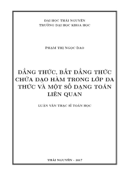 Luận văn Đẳng thức, bất đẳng thức chứa đạo hàm trong lớp đa thức và một số dạng toán liên quan