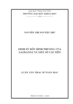 Luận văn Định lý bốn bình phương của lagrange và một số cải tiến