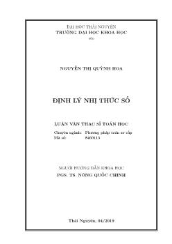 Luận văn Định lý nhị thức số