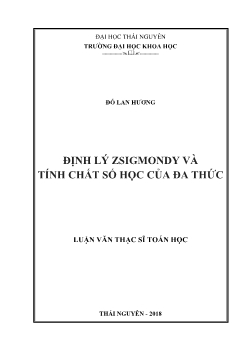 Luận văn Định lý zsigmondy và tính chất số học của đa thức