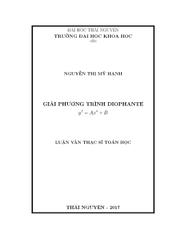 Luận văn Giải phương trình diophante y2 = ax4 + b