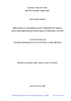 Luận văn Hiện trạng và giải pháp quản lý môi trường trong chăn nuôi trên địa bàn huyện đại từ tỉnh Thái Nguyên