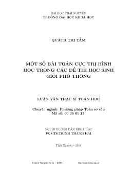 Luận văn Một số bài toán cực trị hình học trong các đề thi học sinh giỏi phổ thông