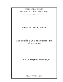 Luận văn Một số bất đẳng thức hàm s - Lồi và áp dụng