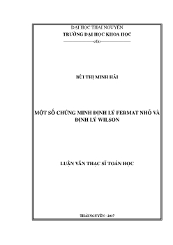 Luận văn Một số chứng minh định lý fermat nhỏ và định lý wilson