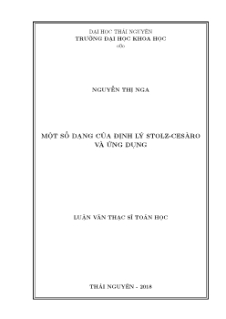 Luận văn Một số dạng của định lý stolz - Cesàro và ứng dụng