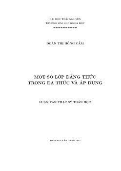 Luận văn Một số lớp đẳng thức trong đa thức và áp dụng