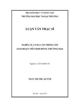 Luận văn Nghĩa vụ cung cấp thông tin giai đoạn tiền hợp đồng thương mại