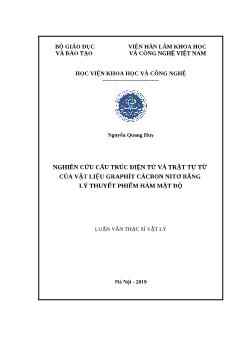 Luận văn Nghiên cứu cấu trúc điện tử và trật tự từ của vật liệu graphít cácbon nitơ bằng lý thuyết phiếm hàm mật độ