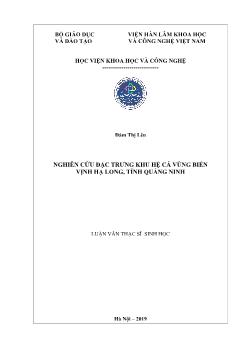 Luận văn Nghiên cứu đặc trưng khu hệ cá vùng biển vịnh Hạ Long, tỉnh Quảng Ninh