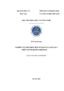 Luận văn Nghiên cứu đột biến một số exon của gen dj - 1 trên người bệnh parkinson