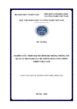 Luận văn Nghiên cứu, thiết kế mô hình hệ thống thông tin quản lý hội nghị của hệ thống bảo tàng thiên nhiên Việt Nam