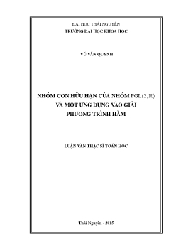 Luận văn Nhóm con hữu hạn của nhóm pgl(2,r) và một ứng dụng vào giải phương trình hàm