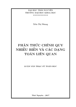 Luận văn Phân thức chính quy nhiều biến và các dạng toán liên quan