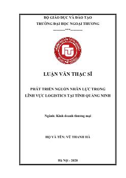 Luận văn Phát triển nguồn nhân lực trong lĩnh vực logistics tại tỉnh Quảng Ninh