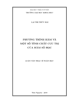 Luận văn Phương trình hàm và một số tính chất cực trị của hàm số học