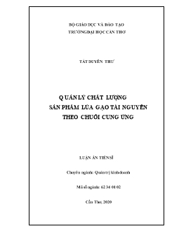 Luận văn Quản lý chất lượng sản phẩm lúa gạo tài nguyên theo chuỗi cung ứng