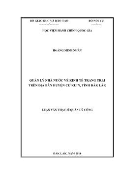 Luận văn Quản lý nhà nước về kinh tế trang trại trên địa bàn huyện Cư Kuin, tỉnh Đắk Lắk