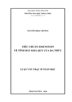 Luận văn Tiêu chuẩn eisenstein về tính bất khả quy của đa thức