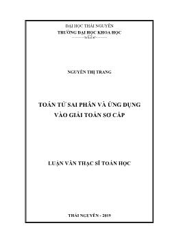 Luận văn Toán tử sai phân và ứng dụng vào giải toán sơ cấp