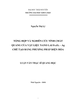 Luận văn Tổng hợp và nghiên cứu tính chất quang của vật liệu nano lai Fe3O4 – Ag chế tạo bằng phương pháp điện hóa