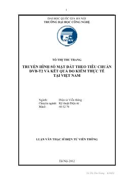 Luận văn Truyền hình số mặt đất theo tiêu chuẩn dvb - T2 và kết quả đo kiểm thực tế tại Việt Nam