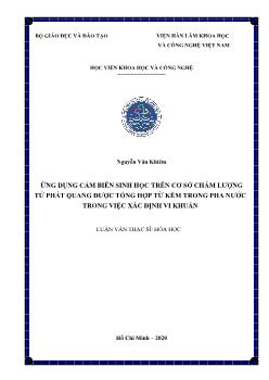 Luận văn Ứng dụng cảm biến sinh học trên cơ sở chấm lượng tử phát quang được tổng hợp từ kẽm trong pha nước trong việc xác định vi khuẩn