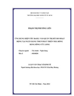 Luận văn Ứng dụng hiệp ước basel vào quản trị rủi ro hoạt động tại ngân hàng TMCP phát triền nhà đồng bằng sông Cửu Long