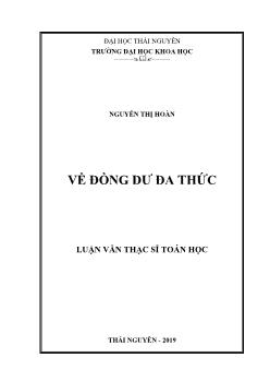 Luận văn Về đồng dư đa thức