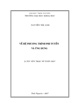 Luận văn Về hệ phương trình phi tuyến và ứng dụng