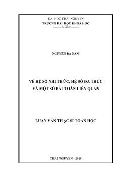 Luận văn Về hệ số nhị thức, hệ số đa thức và một số bài toán liên quan