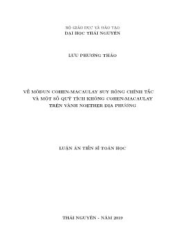 Luận văn Về môđun cohen - Macaulay suy rộng chính tắc và một số quỹ tích không cohen - macaulay trên vành noether địa phương