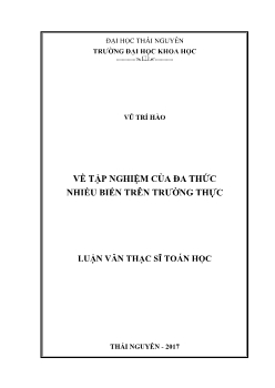 Luận văn Về tập nghiệm của đa thức nhiều biến trên trường thực