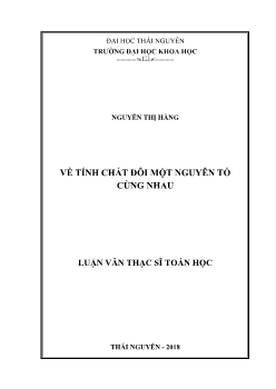 Luận văn Về tính chất đôi một nguyên tố cùng nhau